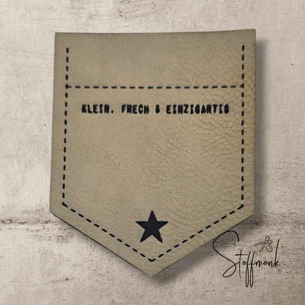 BIG Taschen-Label - "Klein, Frech & Einzigartig" STERN -  Höhe ca. 8 cm - Kunstleder ++ Farbauswahl ++